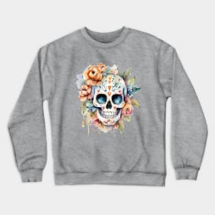 Flower Skull Watercolor Crewneck Sweatshirt